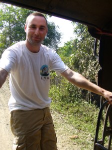ridning on the back of the jeepney