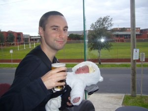 first beer for the baby!!